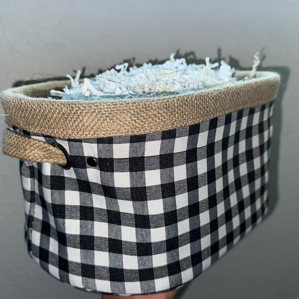 Black and White Checkered Storage Basket